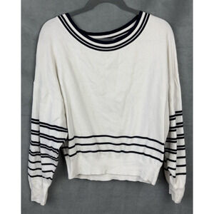 EXPRESS Boat Neck Dolman Sleeve Sweater Women Size M White/Blue Stripes Nautical